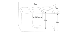 Blocco a 6 fori per provette da 28 mm.