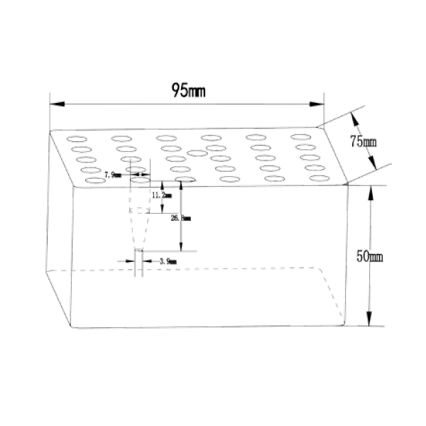 Blocco a 30 fori per provette da 0,5 ml.