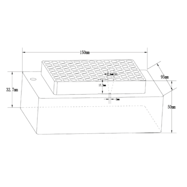 Blocco a 96 fori per provette PCR da 0,2 ml.