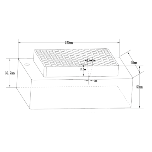 Blocco a 96 fori per provette PCR da 0,2 ml.