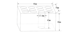 Blocco a 12 fori per provette da 16 mm.