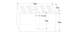 Blocco a 20 fori per provette da 2 ml.