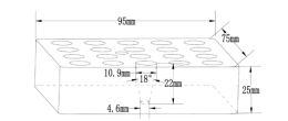 Blocco a 20 fori per provette da 1,5 ml.