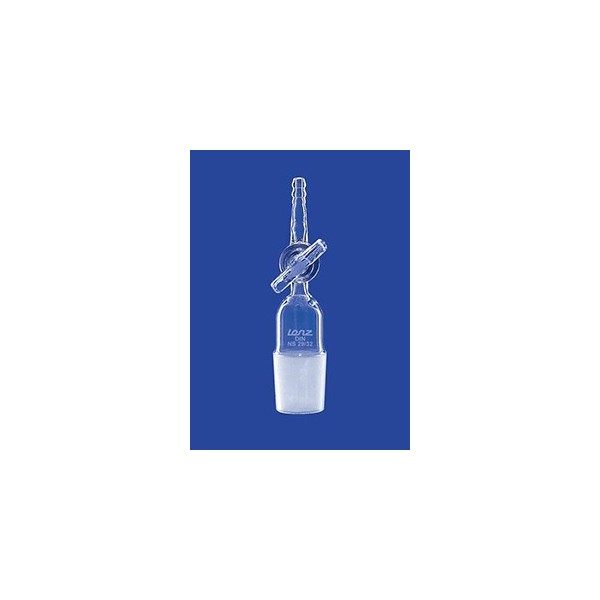 Raccordo dritto con cono maschio 24/29 rubinetto in vetro e portagomma