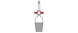 Raccordo dritto con cono maschio 14/23 rubinetto in PTFE e portagomma