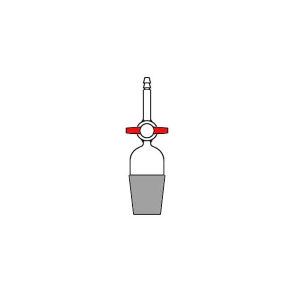 Raccordo dritto con cono maschio 29/32 rubinetto in PTFE e portagomma