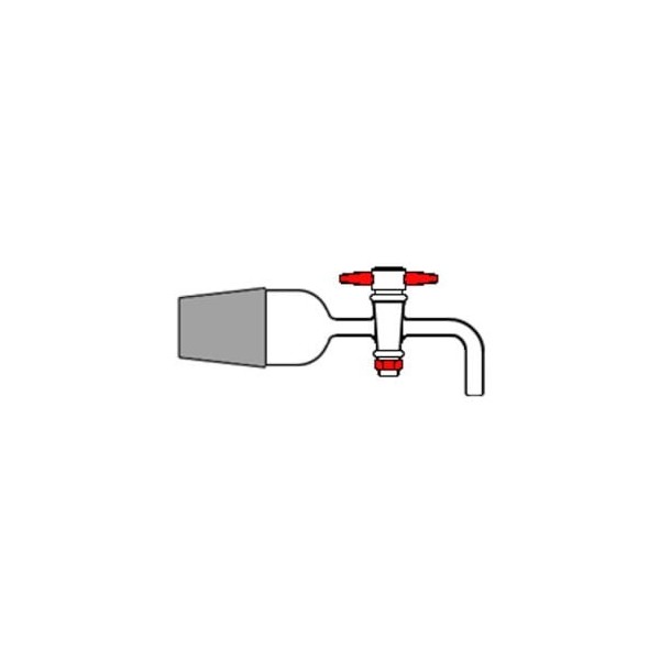 Raccordo piegato con cono maschio 14/23 rubinetto in PTFE