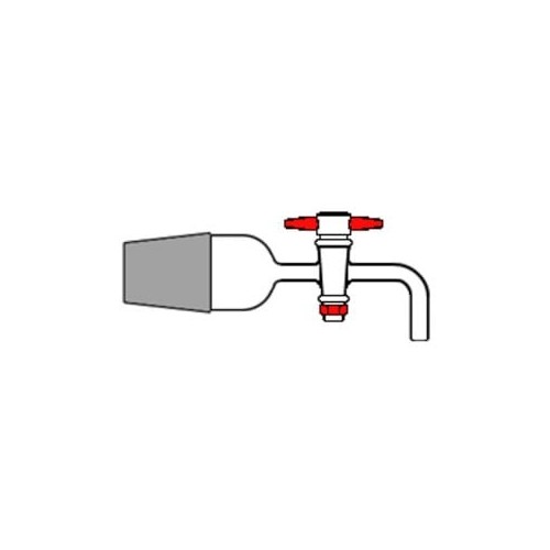 Raccordo piegato con cono maschio 24/29 rubinetto in PTFE