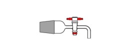 Raccordo piegato con cono maschio 24/29 rubinetto in PTFE