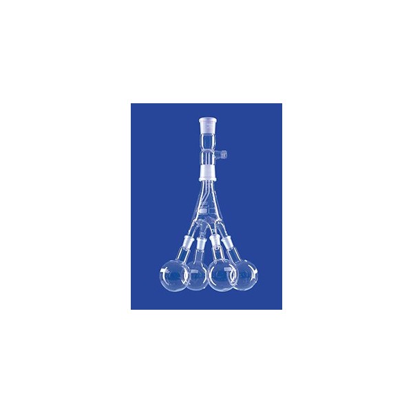 Convogliatore di frazione dritto con 4 palloni da 100 ml.