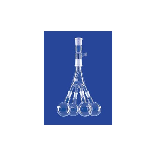 Convogliatore di frazione dritto con 4 palloni da 100 ml.