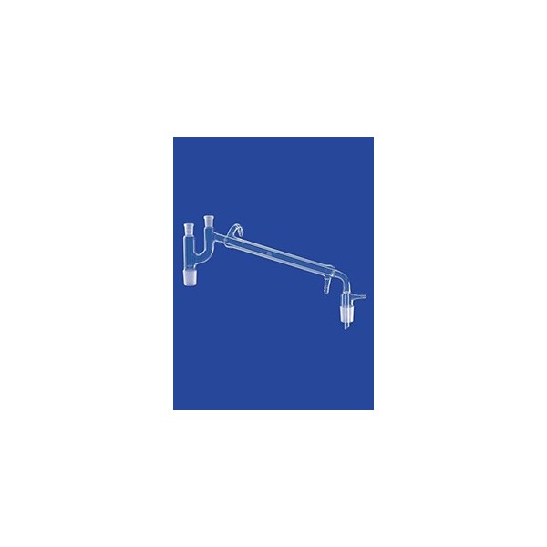 Raccordo per distillazione Claisen con refrigerante Liebig incorporato mant. 300 mm. e presa per il vuoto