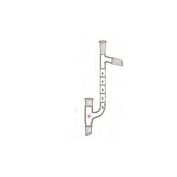 Raccordo per distillazione secondo Claisen con colonna Vigreux mantello 500 mm.