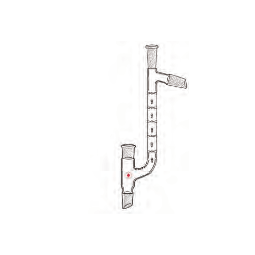Raccordo per distillazione secondo Claisen con colonna Vigreux mantello 500 mm.