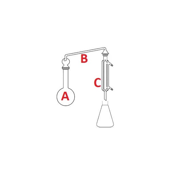 Distillatore per la determinazione dell'alcol nei vini - solo parte in vetro