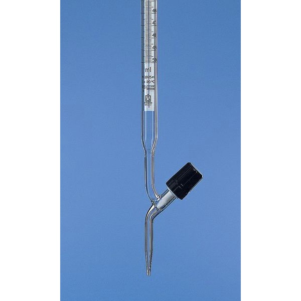 Buretta di Mohr classe AS vetro Duran striscia Schelbach ml. 10 divisione 1/20 rubinetto con valvola a spillo