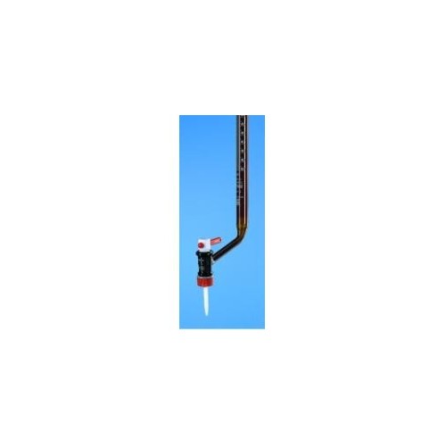 Buretta di Mohr classe AS vetro Duran ambrato ml. 25 divisione 1/10 rubinetto a squadra in PTFE