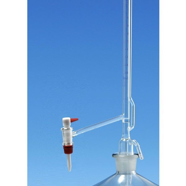 Buretta di Pellet classe AS striscia Schelbach vetro Duran chiaro ml. 25 divisione 1/20 rubinetto in PTFE - Solo buretta