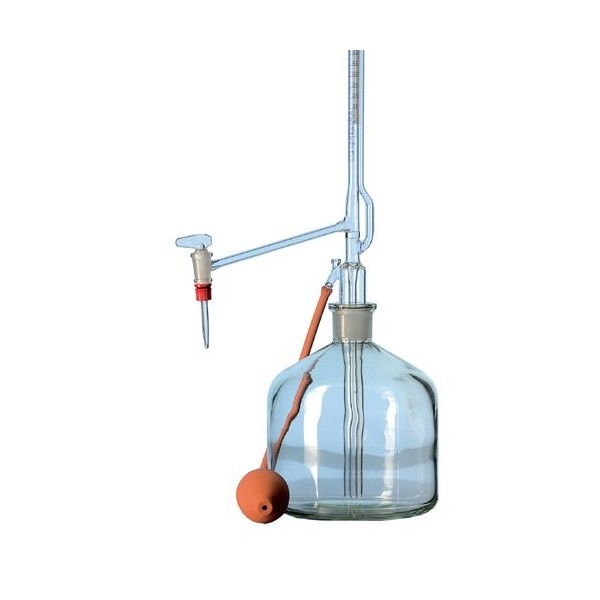 Buretta di Pellet classe AS striscia Schelbach vetro Duran chiaro ml. 50 divisione 1/10 rubinetto in PTFE - Completa