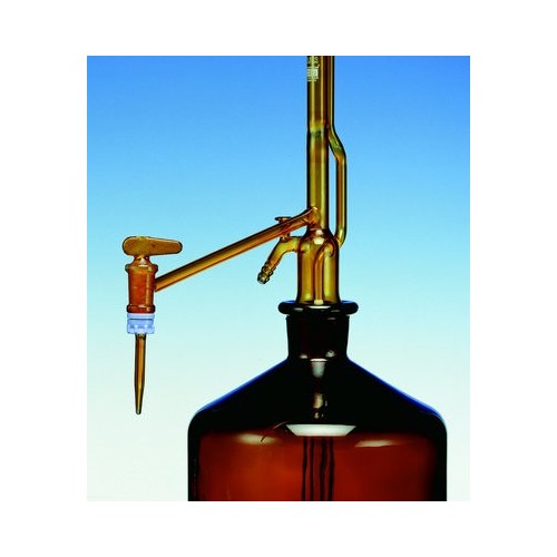 Buretta di Pellet classe AS striscia Schelbach vetro Duran ambrato ml. 50 divisione 1/10 rubinetto in PTFE - Solo buretta