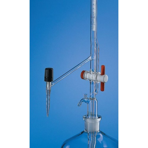 Buretta di Pellet classe AS Schelbach vetro Duran chiaro ml. 25 divisione 1/10 rub. in PTFE e rub. ritorno - Solo buretta