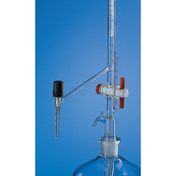Buretta di Pellet classe AS Schelbach vetro Duran chiaro ml. 10 divisione 1/20 rub. in PTFE e rub. ritorno - Solo buretta