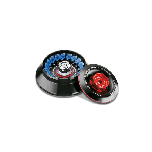 Rotore F-45-18-11 angolato a 45° per 18 microprovette da 1,5/2,0 ml.