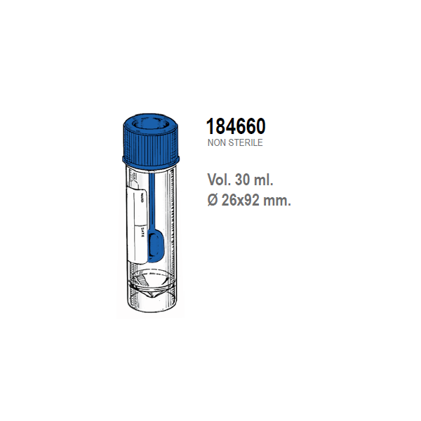 Contenitori per feci in Polipropilene ml. 30 (26x92 mm.) conf. 400