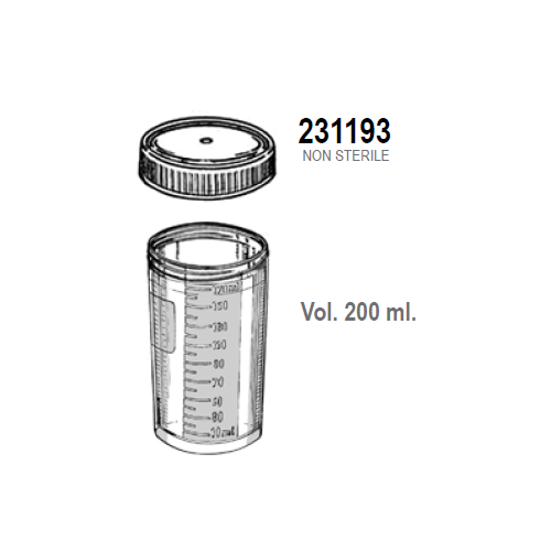 Contenitori per urina in Polipropilene ml. 200 (graduato a fino a 170 ml.) conf. 400
