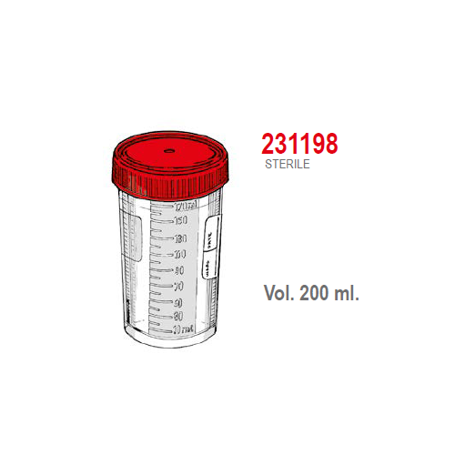 Contenitori sterile per urina in Polipropilene ml. 200 (graduato a fino a 170 ml.) conf. 300