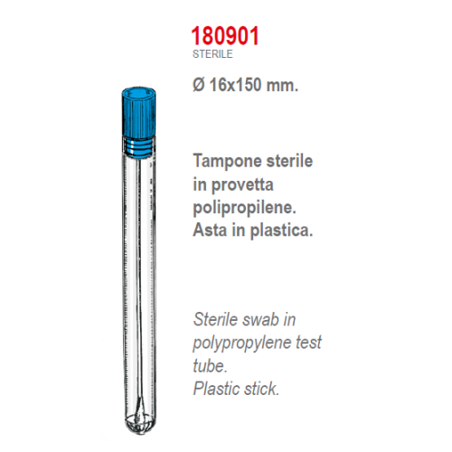 Tampone asta in plastica sterile in provetta (16x150 mm.) confezione da 1000