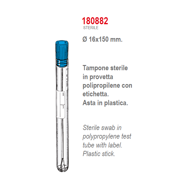 Tampone asta in plastica sterile in provetta (16x150 mm.) confezione da 1000