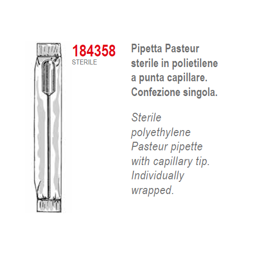 Pipette Pasteur in PE non graduata - confezione da 1000 - sterili singole