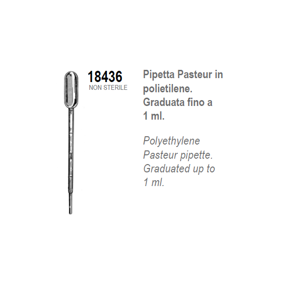 Pipette Pasteur in PE graduata fino a 1 ml. - confezione da 500