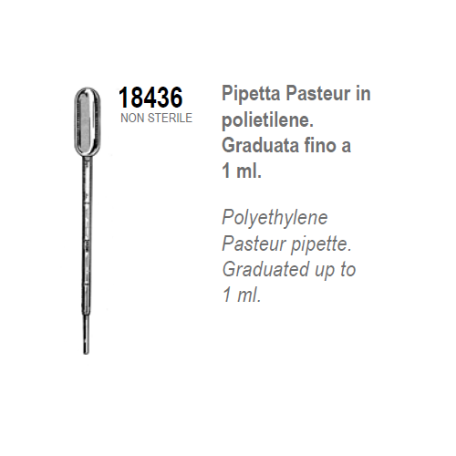 Pipette Pasteur in PE graduata fino a 1 ml. - confezione da 500