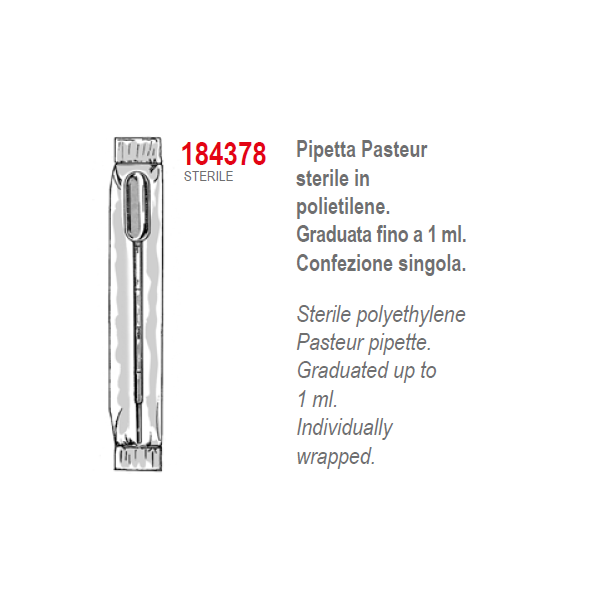 Pipette Pasteur in PE graduata fino a 1 ml. - confezione da 1000 - sterili singole