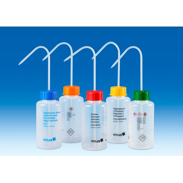 Spruzzetta a bocca larga con valvola di sfiato ml. 1000 tappo rosso per Acetone Spruzzetta a bocca larga con valvola di sfiato ml. 1000 tappo rosso per Acetone
