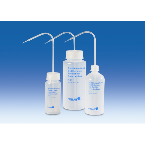Spruzzetta a bocca larga ml. 250 tappo bianco per Acqua Distillata Spruzzetta a bocca larga ml. 250 tappo bianco per Acqua Distillata