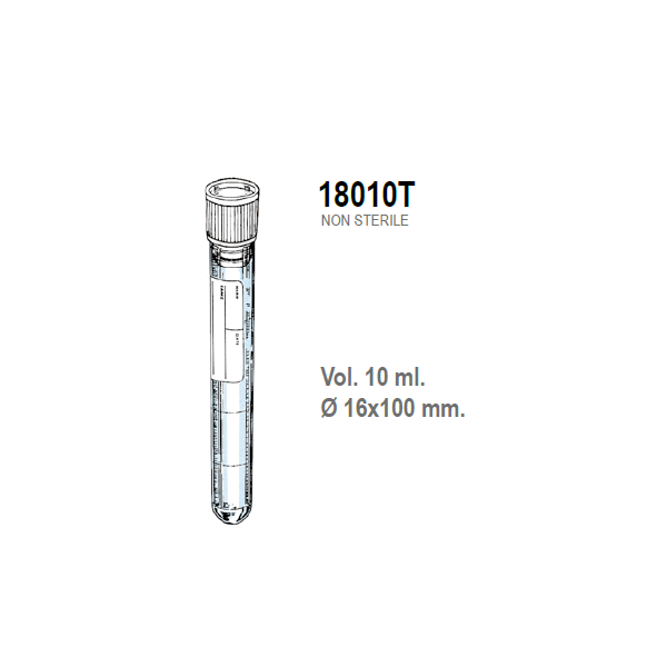 Provetta cilindrica in polistirolo con tappo a pressione 16x100 mm. - 10 ml. - confezione da 1500