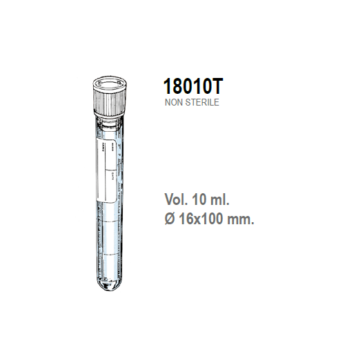 Provetta cilindrica in polistirolo con tappo a pressione 16x100 mm. - 10 ml. - confezione da 1500