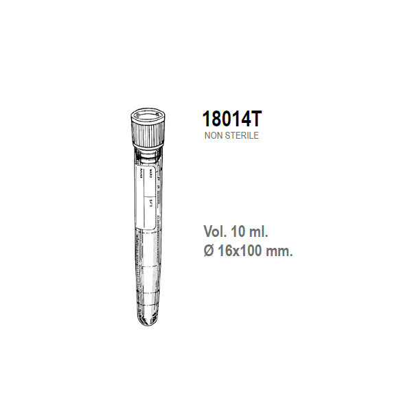 Provetta conica in polipropilene con tappo a pressione 16x100 mm. - 10 ml. - confezione da 1500