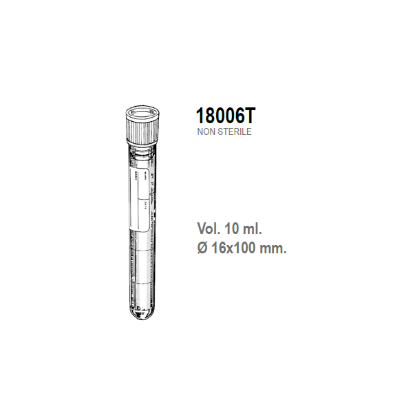 Provetta cilindrica in polipropilene con tappo a pressione 16x100 mm. - 10 ml. - confezione da 1500