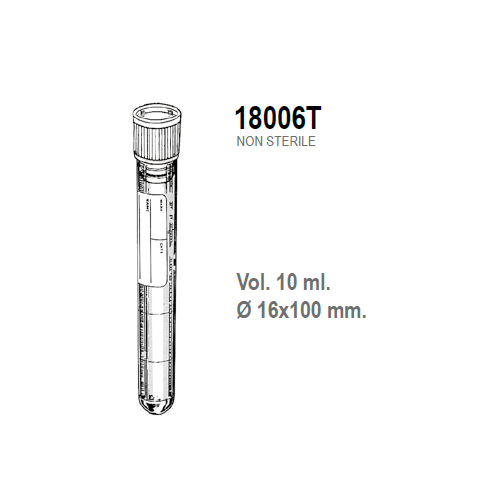 Provetta cilindrica in polipropilene con tappo a pressione 16x100 mm. - 10 ml. - confezione da 1500
