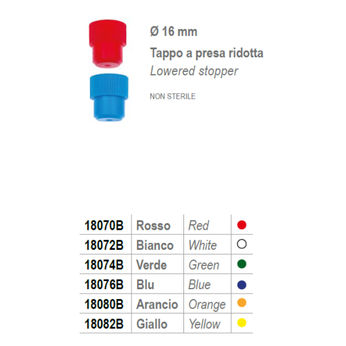 Tappi con presa ridotta per provette da 16 mm. di diametro conf. da 4000 colore rosso