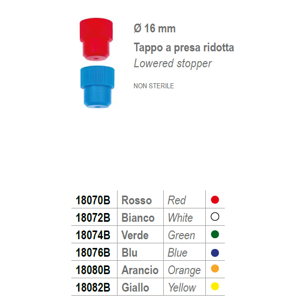 Tappi con presa ridotta per provette da 16 mm. di diametro conf. da 4000 colore bianco