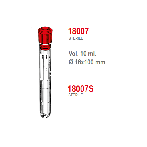 Provetta cilindrica in polipropilene con tappo a pressione ed etichetta - 16x100 mm. - 10 ml. - confezione da 800 sterili