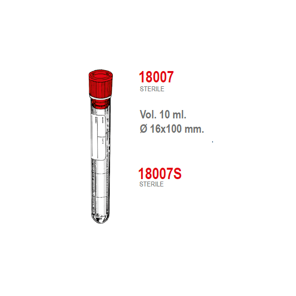 Provetta cilindrica in pp con tappo a pressione ed etichetta - 16x100 mm. - 10 ml. - confezione da 800 sterili singole