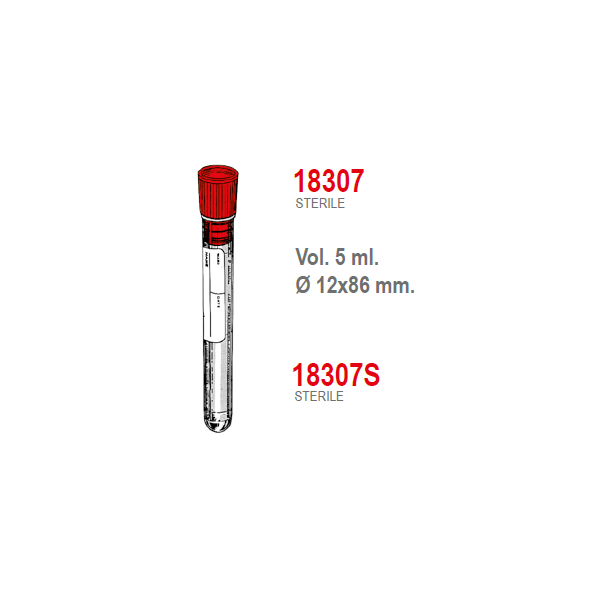 Provetta cilindrica in pp con tappo a pressione ed etichetta - 12x86 mm. - 5 ml. - confezione da 1500 sterili singole