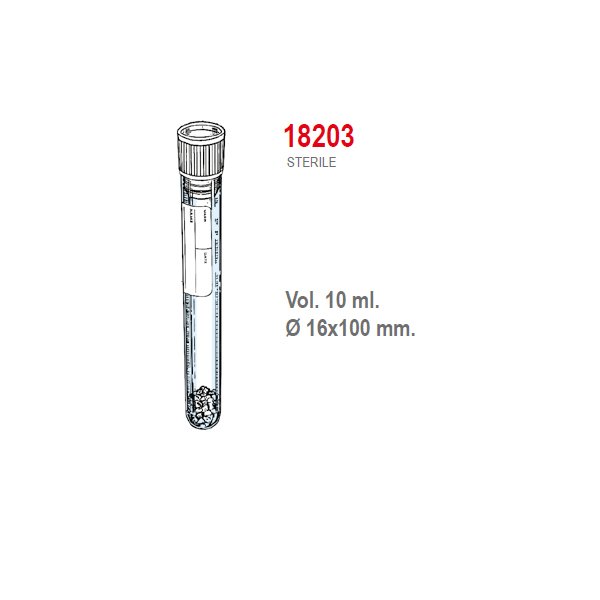 Provetta sierosep con tappo a pressione ed etichetta - 16x100 mm. - 10 ml. - confezione da 1000 sterili