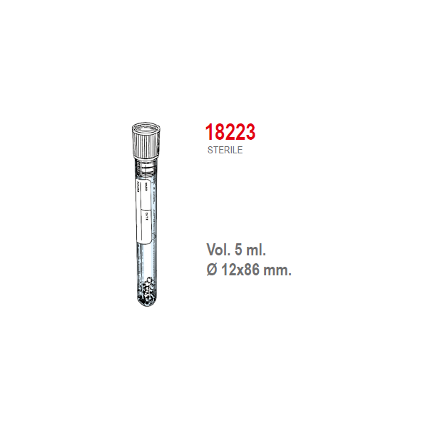 Provetta sierosep con tappo a pressione ed etichetta - 12x86 mm. - 5 ml. - confezione da 1000 sterili